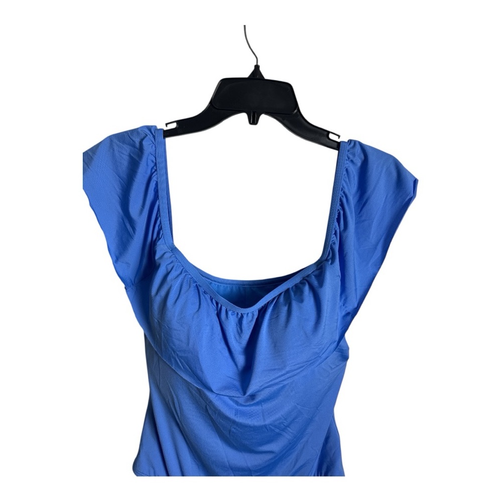 NWT Jantzen Off the Shoulder Cornflower Blue One Piece Bathing Suit Size 14 - Picture 6 of 13